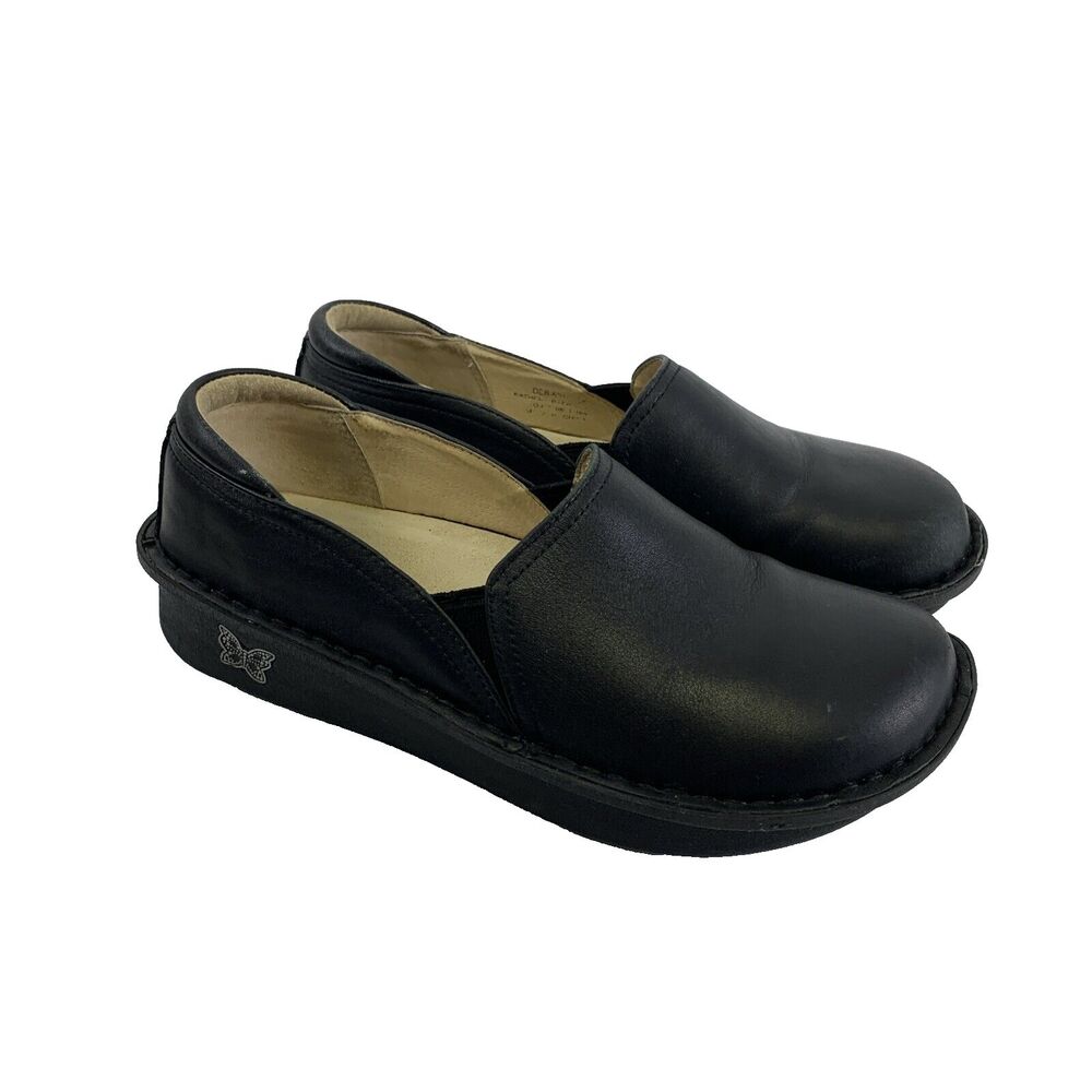 Alegria Debra Black Leather Slip On Comfort DEB-601 Professional Womens 38 8-8.5